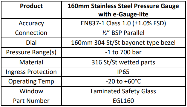 100mm Pressure Gauge Specification