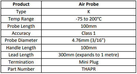 Specification for Hand Held Air Probe