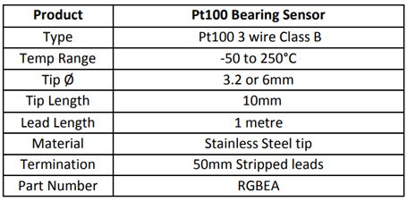 Pt100 Bearing Sensor