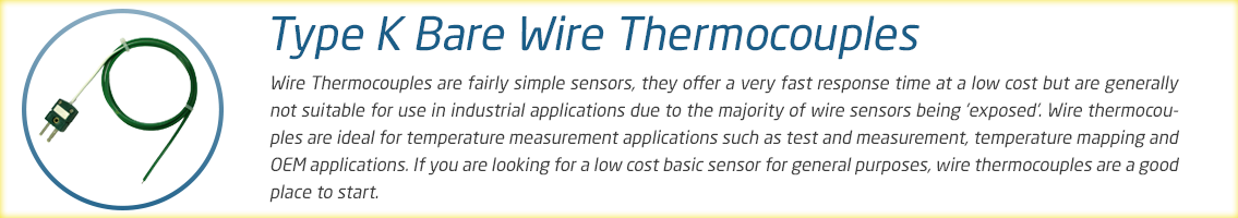 Bare Wire Thermocouple Range